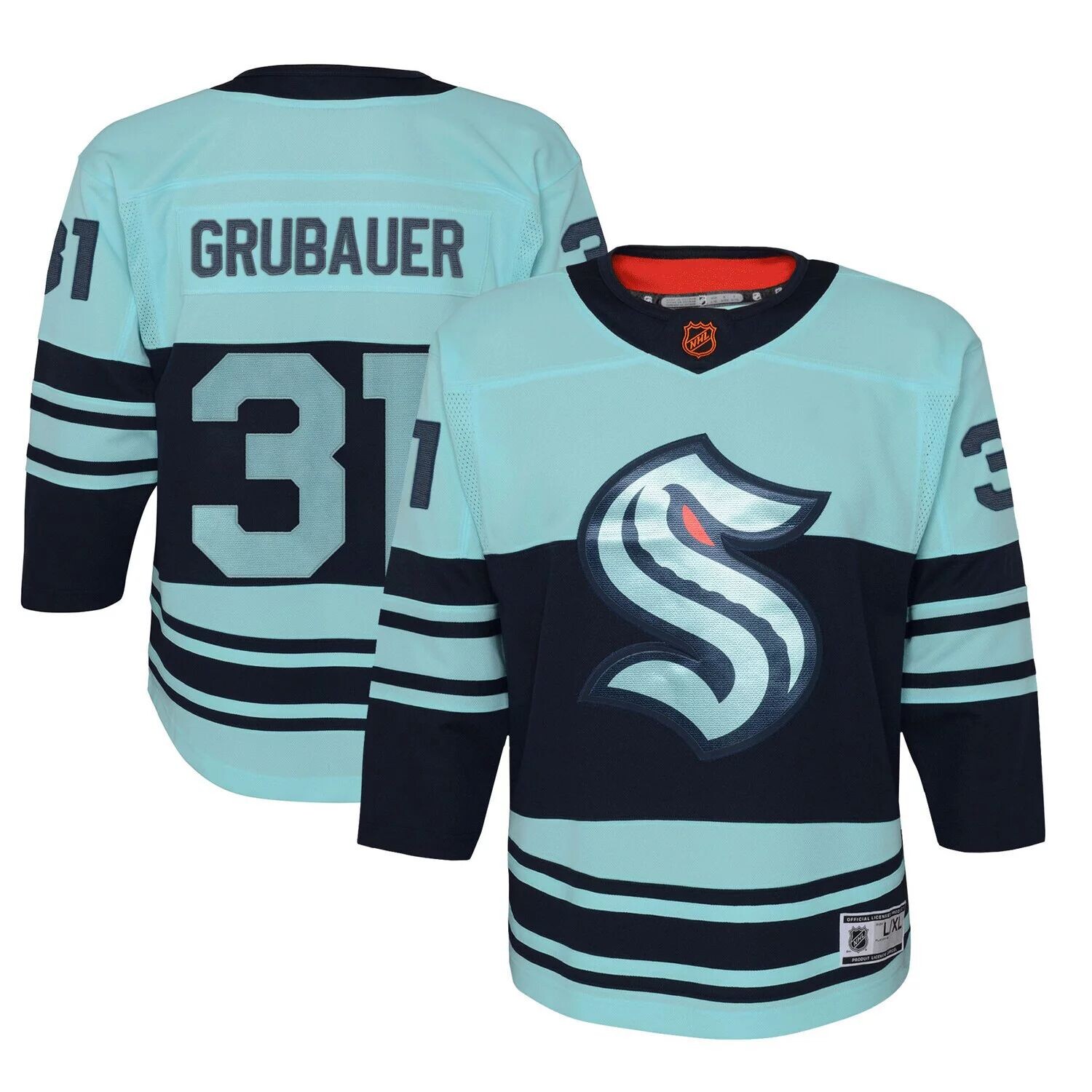 

Молодёжная футболка Philipp Grubauer Teal Seattle Kraken Special Edition 2.0 Premier Player Outerstuff