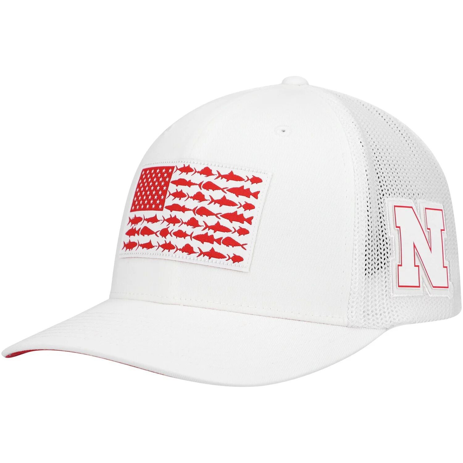 

Мужская шляпа Columbia White Nebraska Cornhuskers PFG в тон с рыбным флагом