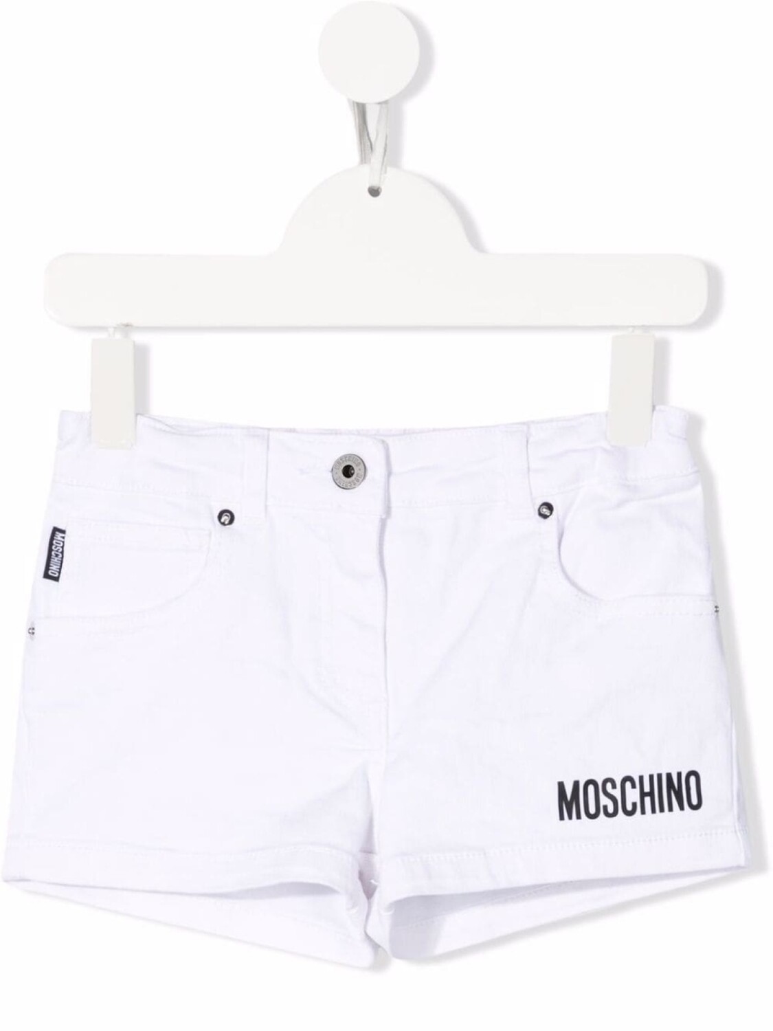 

Moschino Kids джинсовая рубашка с логотипом, белый