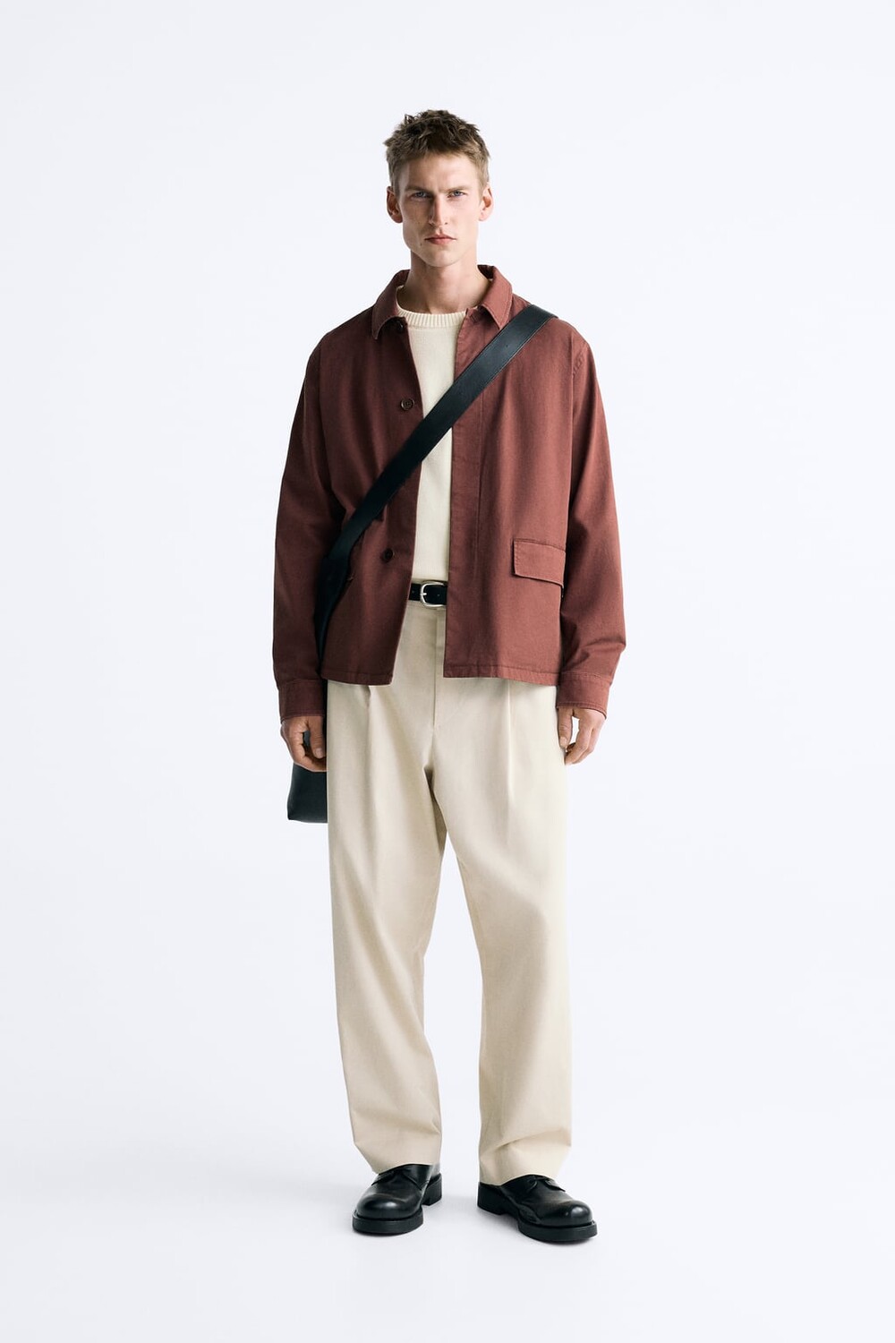 

Брюки плиссированные ZARA, бежевый