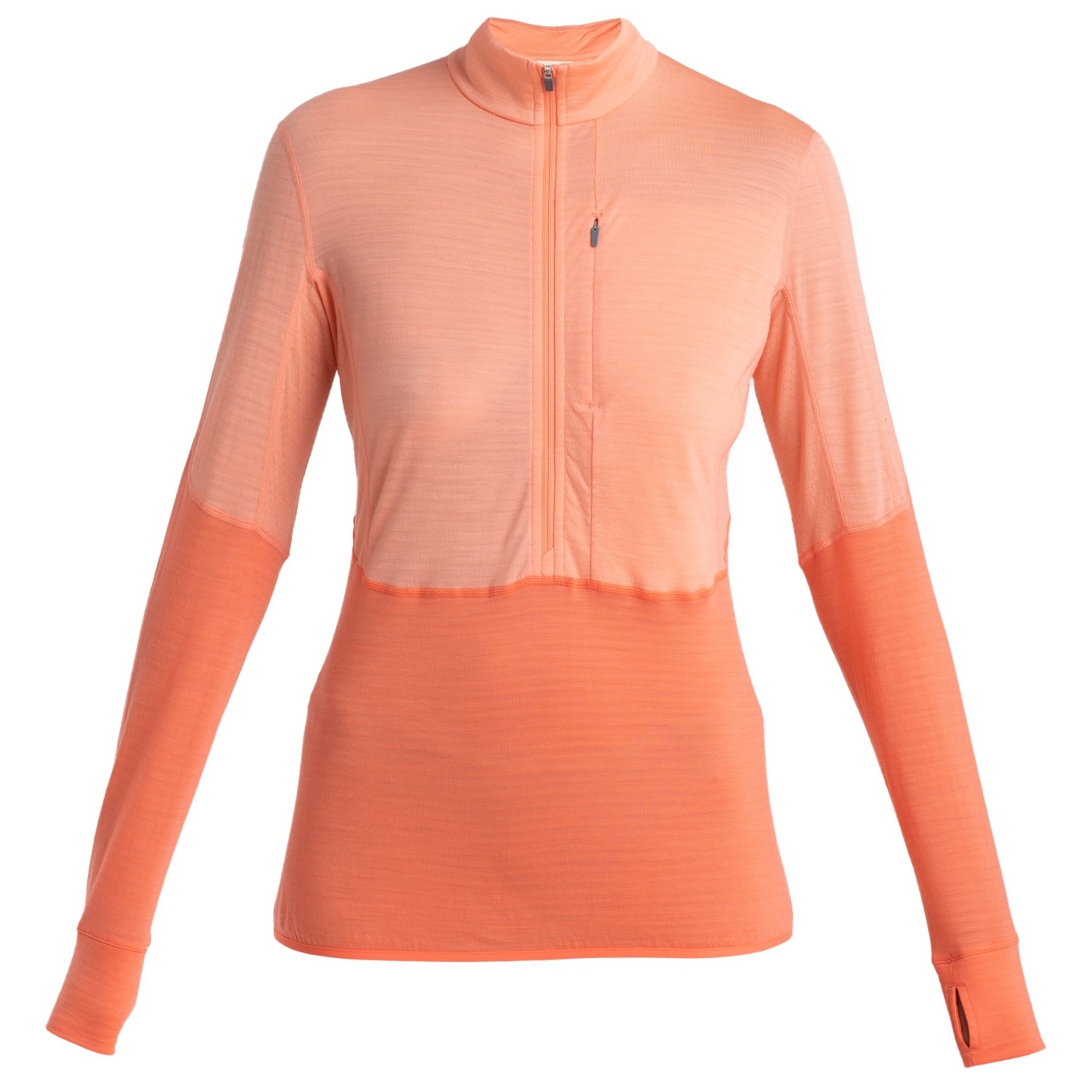 цена Рубашка из мериноса Icebreaker Women's Realfleece Descender L/S Half Zip, цвет Glow/Tang/Colour Block