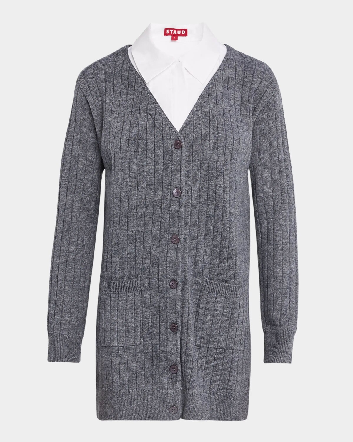 

Платье-кардиган Wallis, смешанная техника Staud, цвет Charcoal White