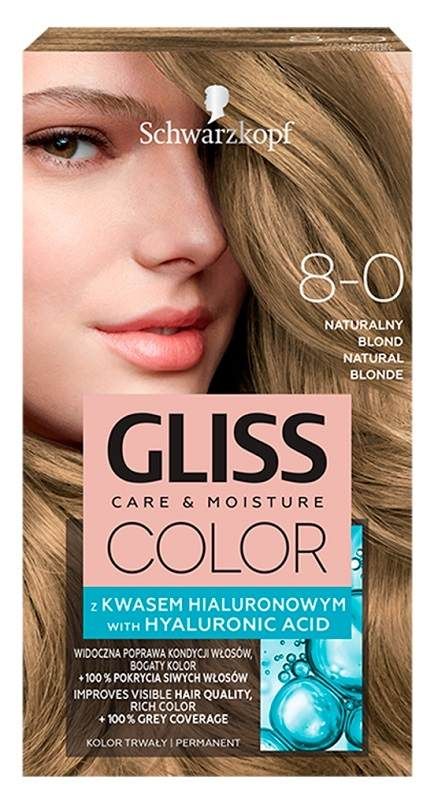Schwarzkopf Gliss Color 8-0 Naturalny Blond краска для волос, 1 шт.