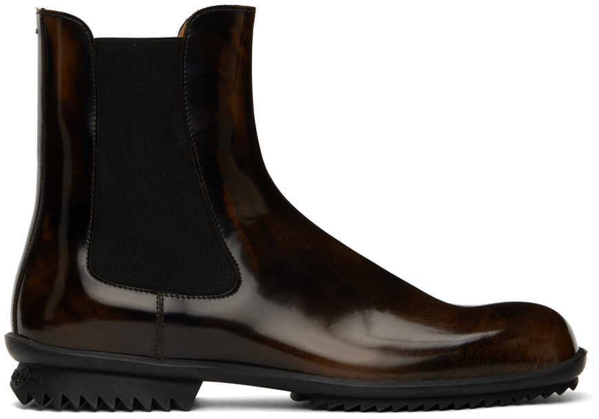 

Коричневые вощеные ботинки челси Maison Margiela