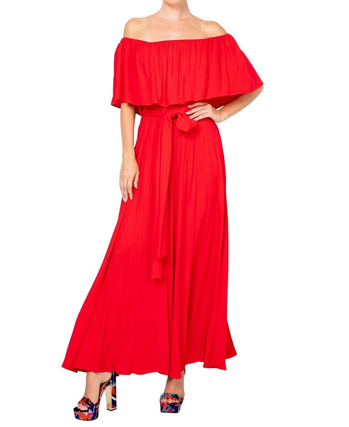 Женское платье макси Morning Glory Meghan Los Angeles, красный юбка макси на декоративном поясе резинке