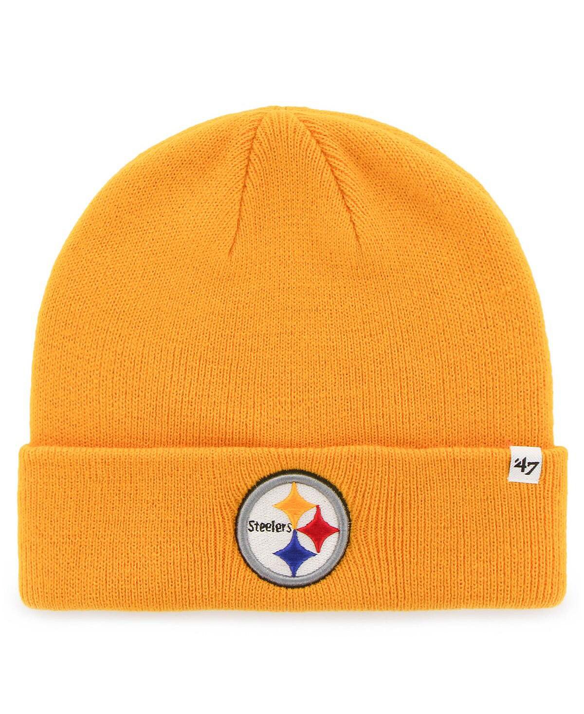 Мужская базовая вязаная шапка '47 Gold Pittsburgh Steelers среднего размера с манжетами '47 Brand мужская базовая вязаная шапка с манжетами 47 baltimore ravens среднего размера фиолетового цвета 47 brand