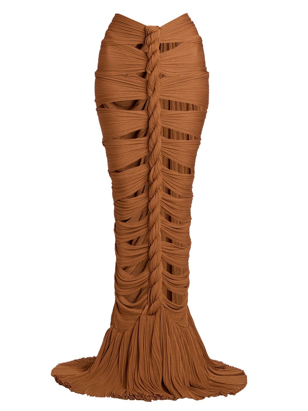 

Вязаная длинная юбка с плетением Balmain, кэмел