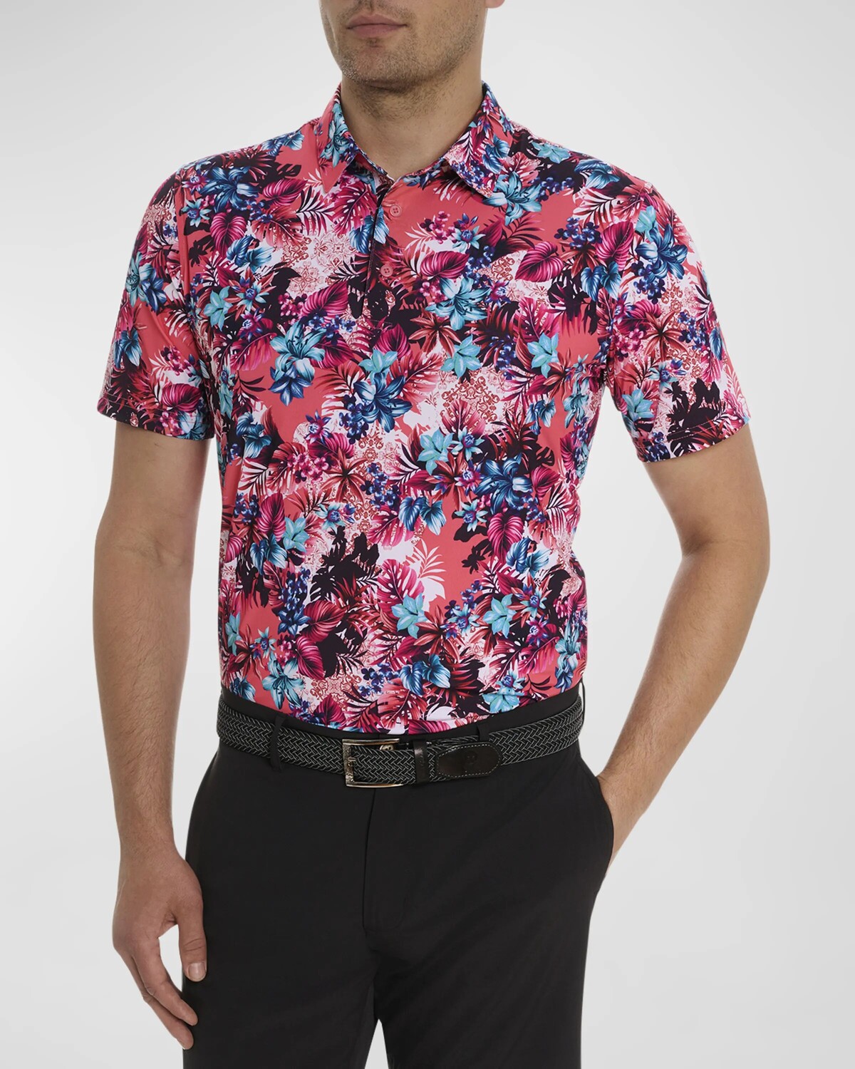 

Мужская рубашка-поло Island Time Stretch Robert Graham, цвет Coral