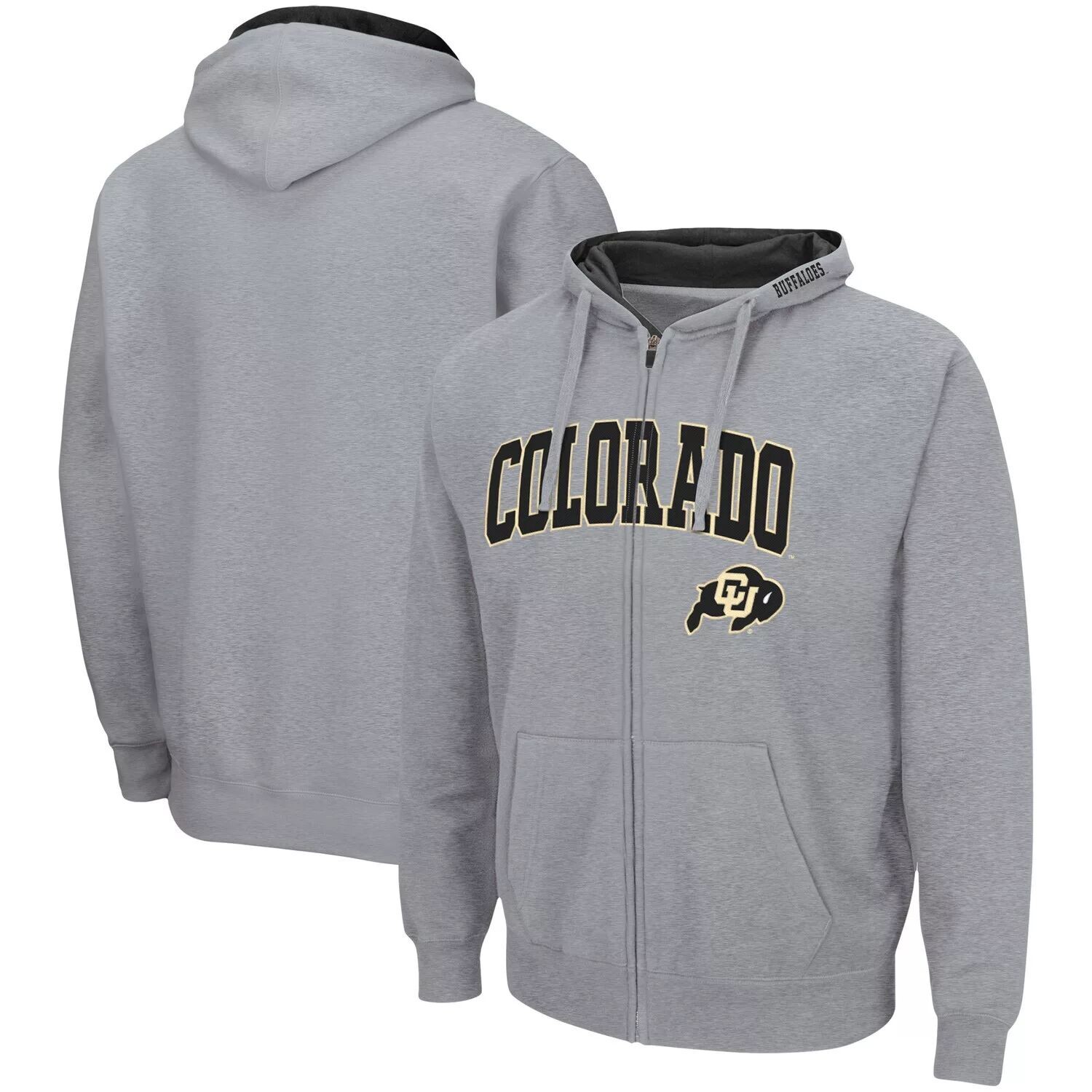 

Мужская толстовка с молнией во всю длину Colosseum Heathered Grey Colorado Buffaloes Arch & Logo 3.0