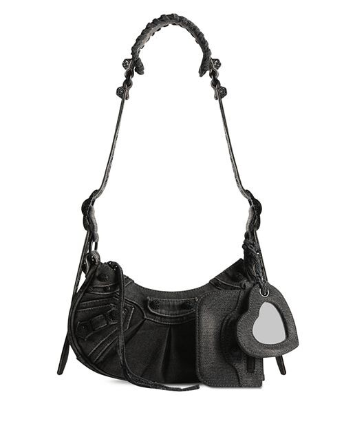 

Маленькая сумка на плечо Le Cagole Demin, украшенная стразами Balenciaga, цвет Black