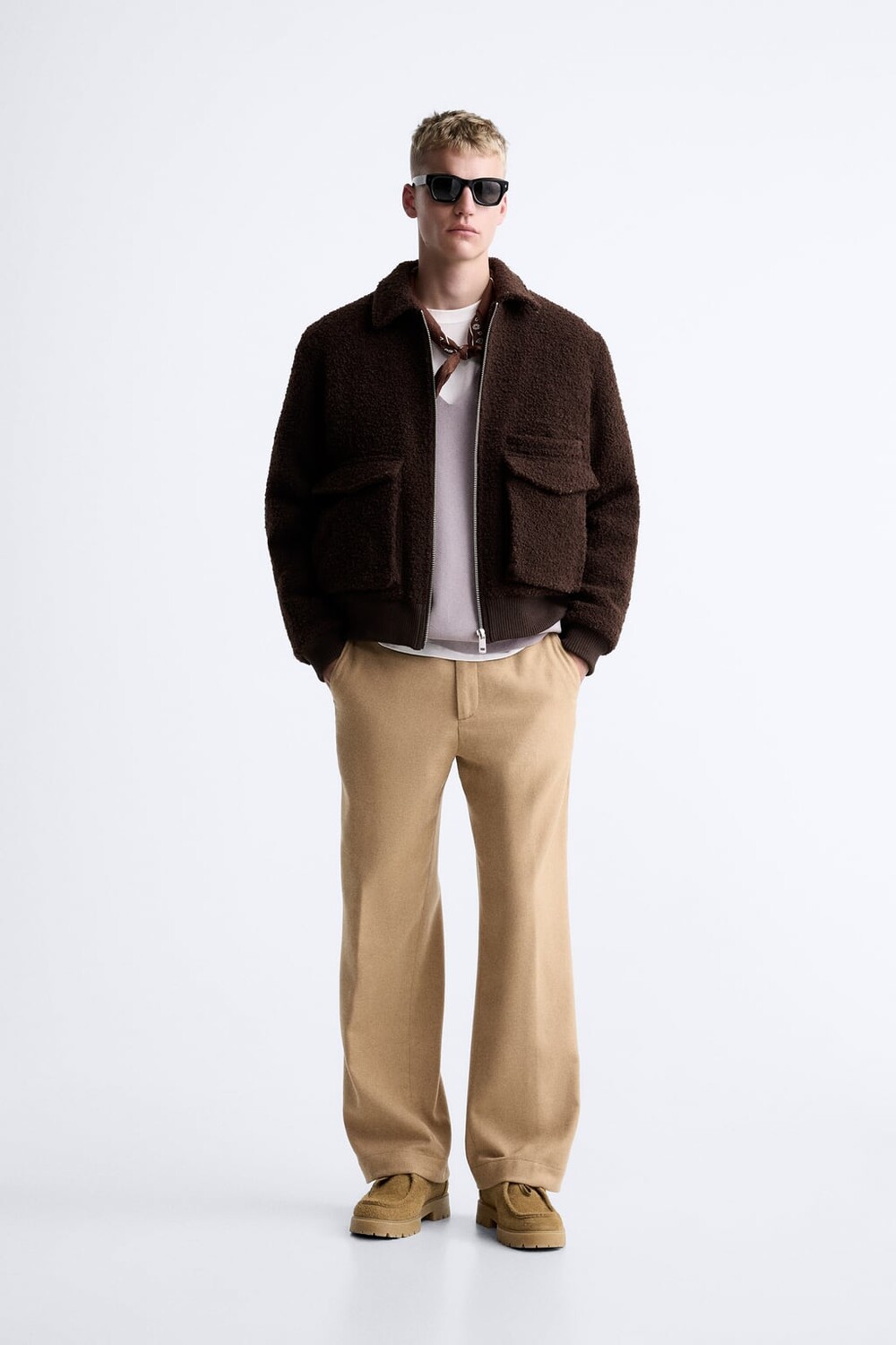 

Фланелевые брюки ZARA, кэмел
