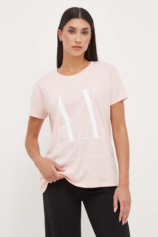 

Хлопковая футболка Armani Exchange, розовый
