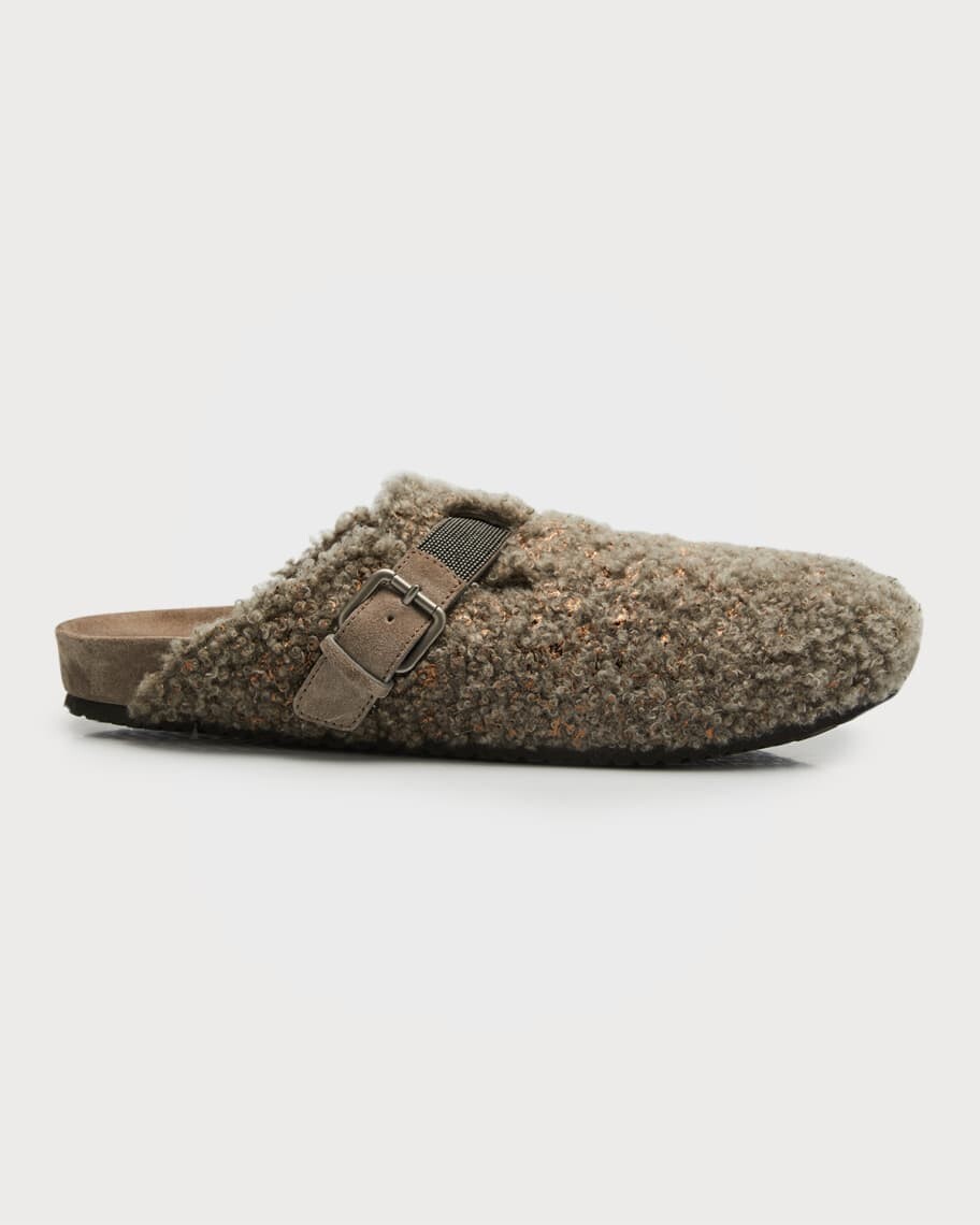 

Тапочки с пряжкой из овечьей шерсти Brunello Cucinelli
