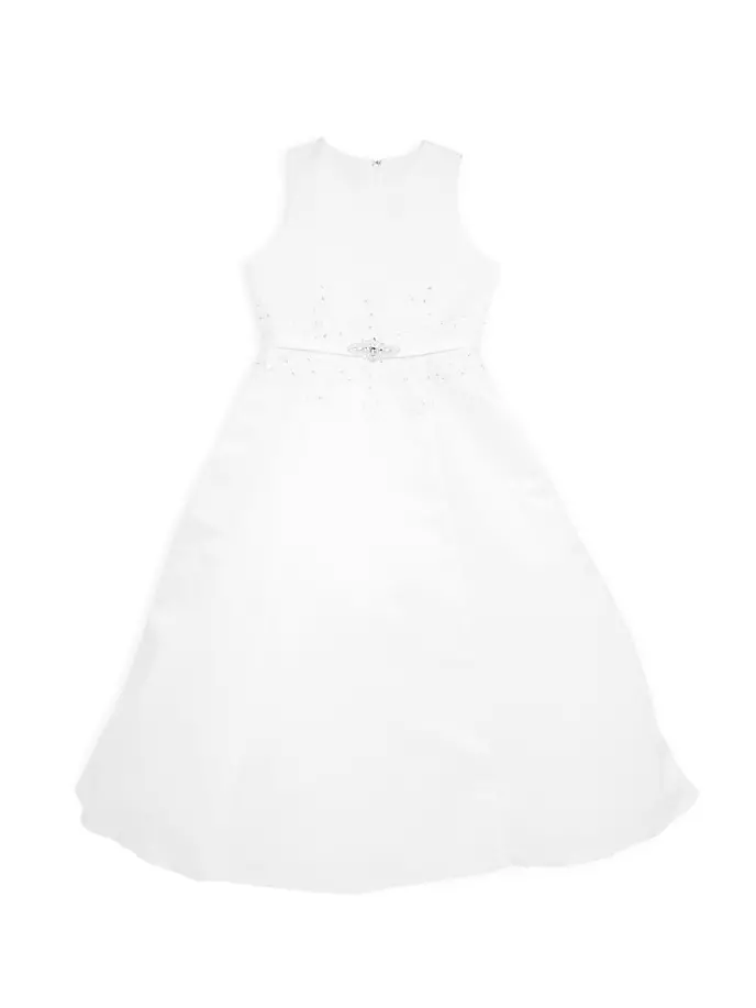 Атласное платье трапециевидного силуэта для причастия маленьких девочек и девочек Joan Calabrese, белый виниловая пластинка baez joan joan baez