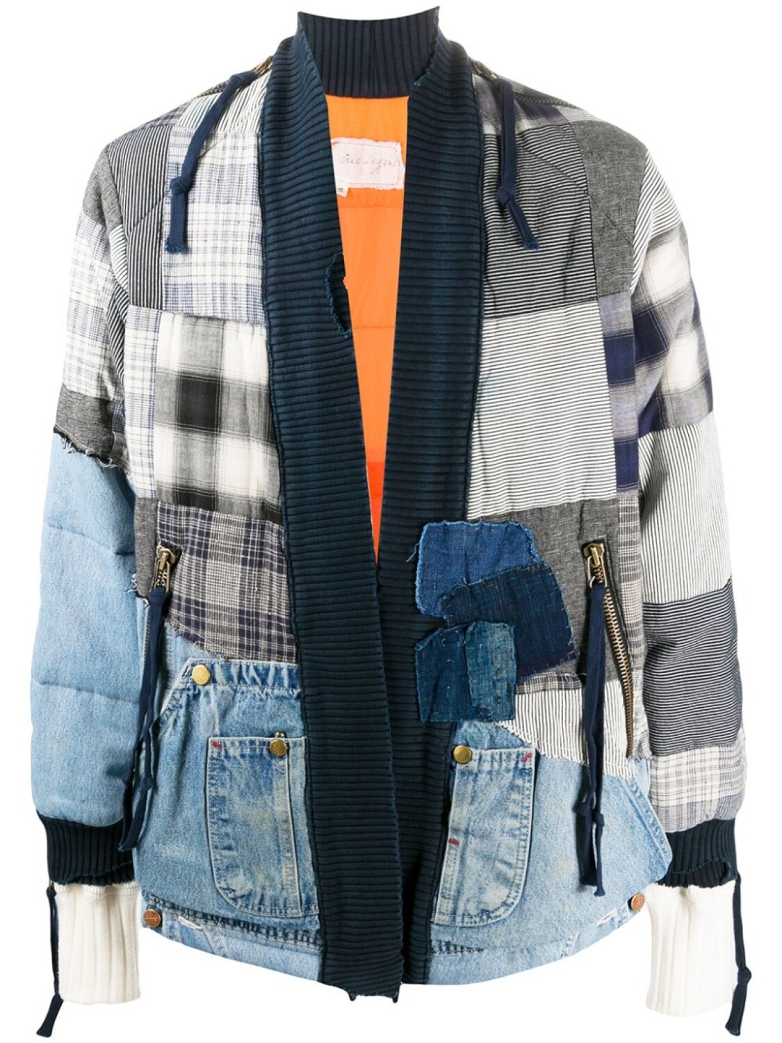 

Greg Lauren бомбер в технике пэчворк, синий