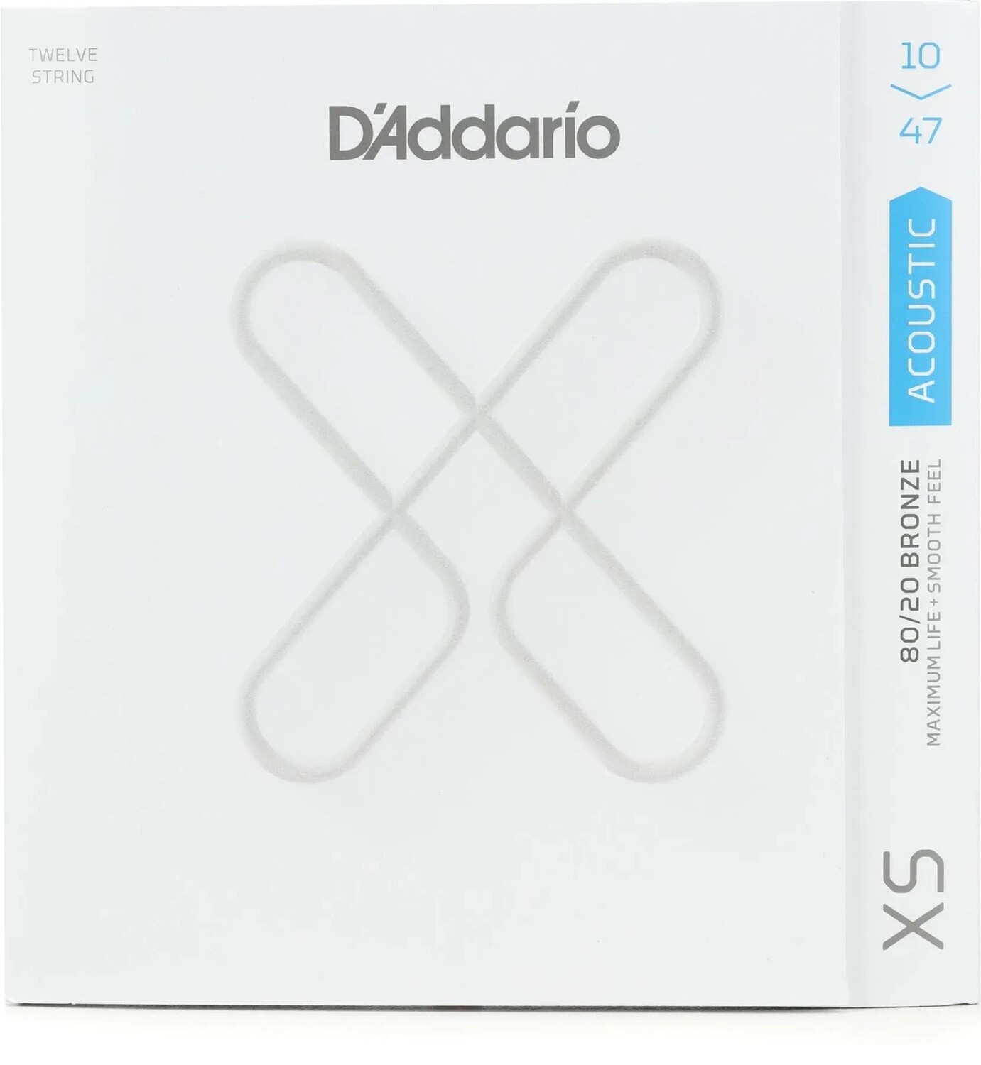 

Струны для акустической гитары D'Addario XSABR1047-12 XS 80/20 бронзовые — .010-.047 Extra Light, 12-струнная