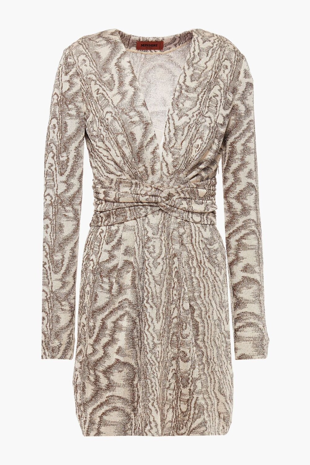 

Мини-платье крючком с закрученным передом и эффектом металлик Missoni, бежевый