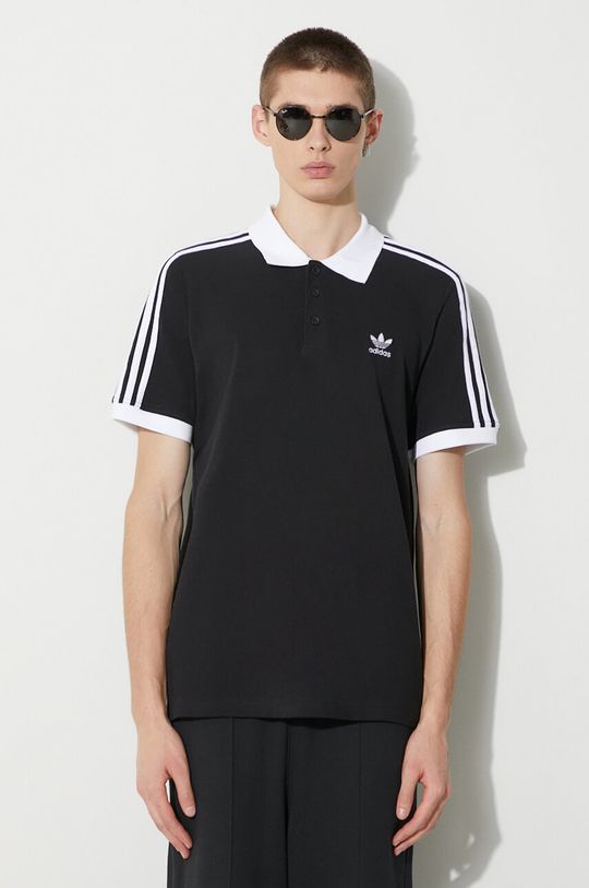 Рубашка-поло из хлопка с 3 полосками Adicolor Classics adidas Originals, черный