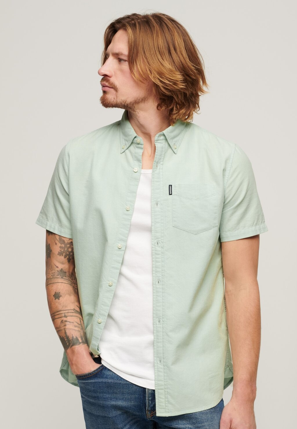 

Рубашка OXFORD SHORT SLEEVE Superdry, цвет light green