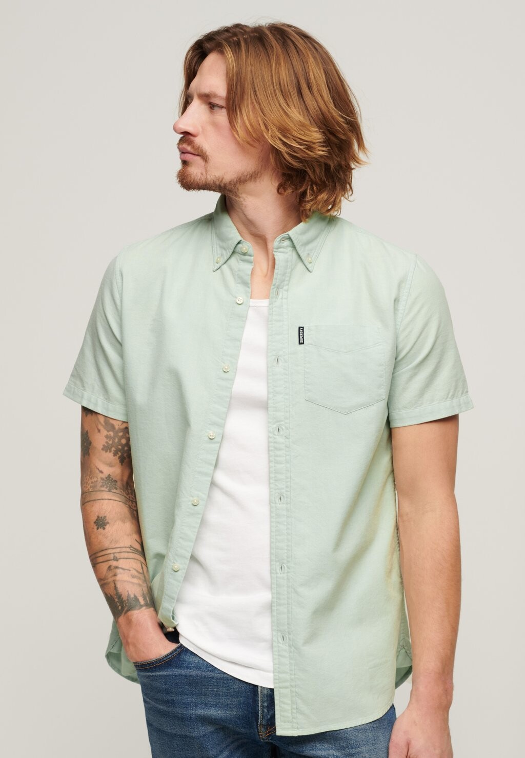 Рубашка OXFORD SHORT SLEEVE Superdry, цвет light green рубашка oxford short sleeve superdry розовый