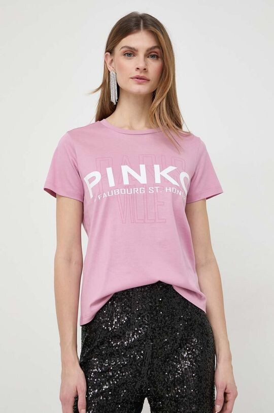

Хлопковая футболка Pinko, розовый