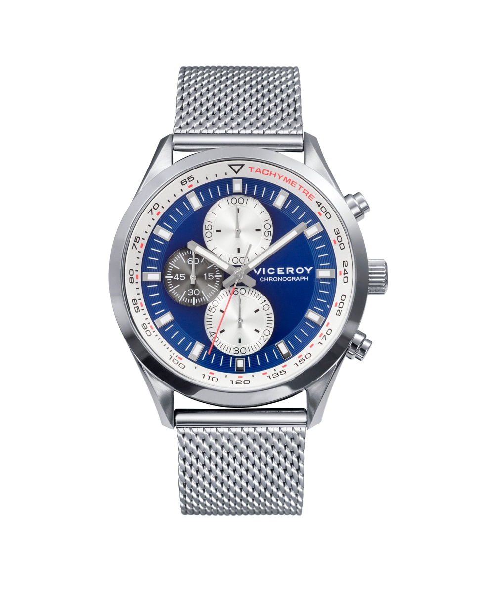 цена Мужские стальные часы Magnum с хронографом и миланской сеткой Viceroy, серебро