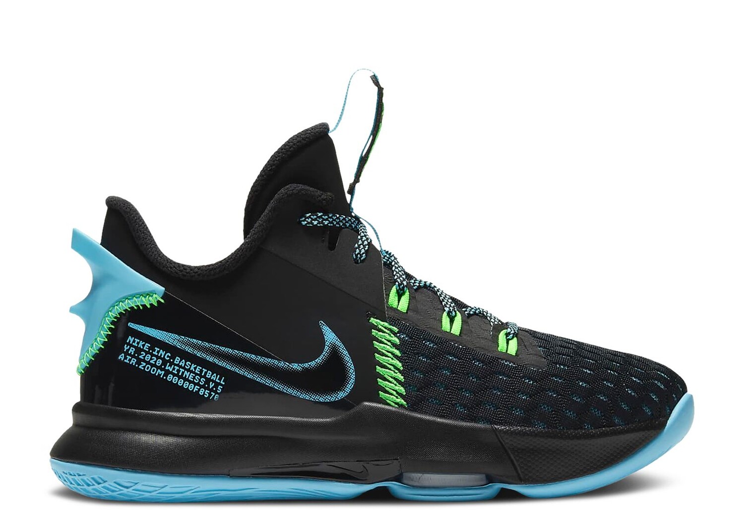 

Кроссовки Nike Lebron Witness 5 Gs 'Black Light Blue Fury', черный