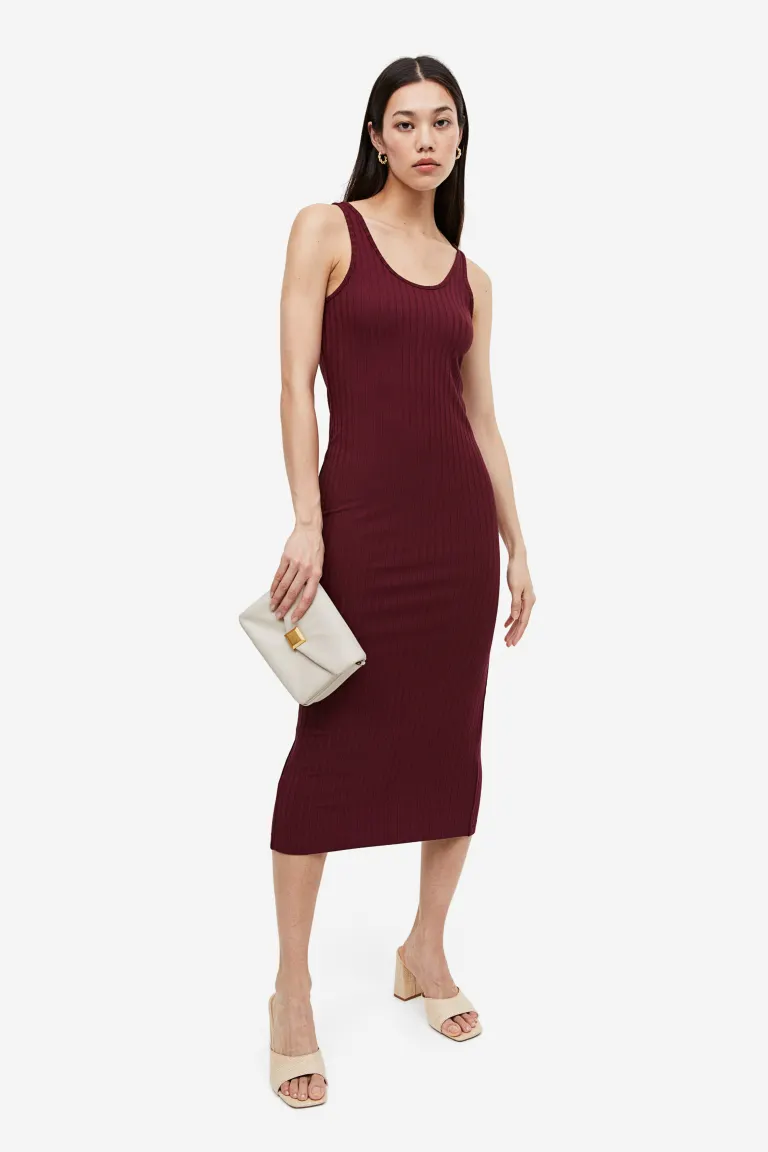 

Платье-боди со сборками H&M, бордовый