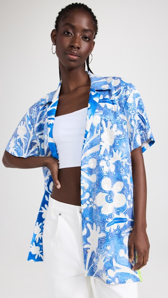

Рубашка Rosie Assoulin Hawaii R-O Sequin, синий