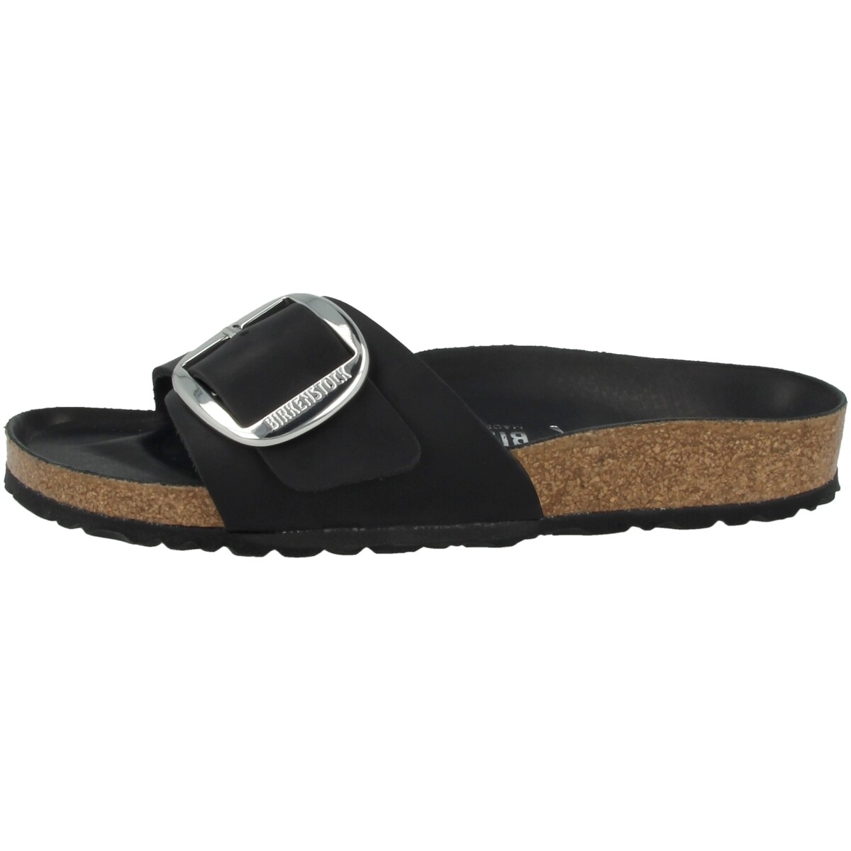 

Мюли Birkenstock Pantolette Madrid Big Buckle geöltes Nubukleder schmal, черный