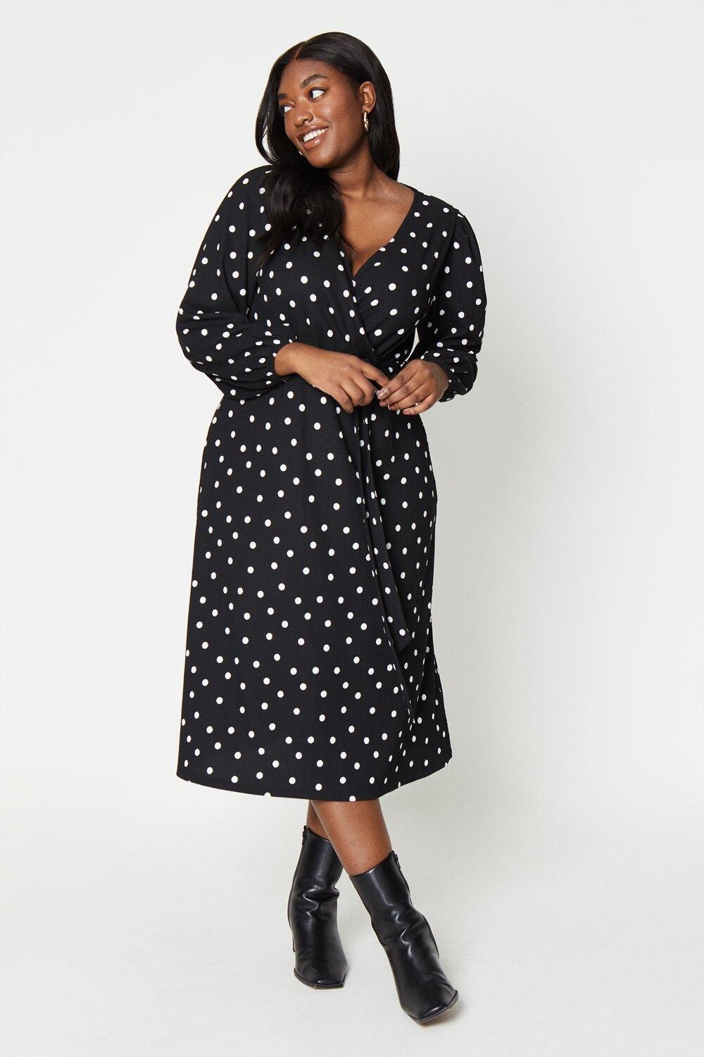 

Платье Curve с пышными рукавами и запахом Dorothy Perkins, черный