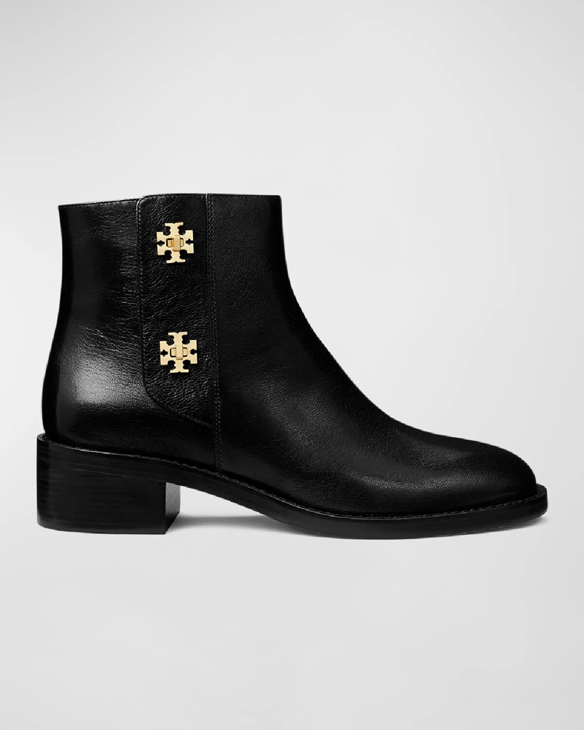

Кожаные ботильоны с Т-образным замком Tory Burch, цвет Perfect Black