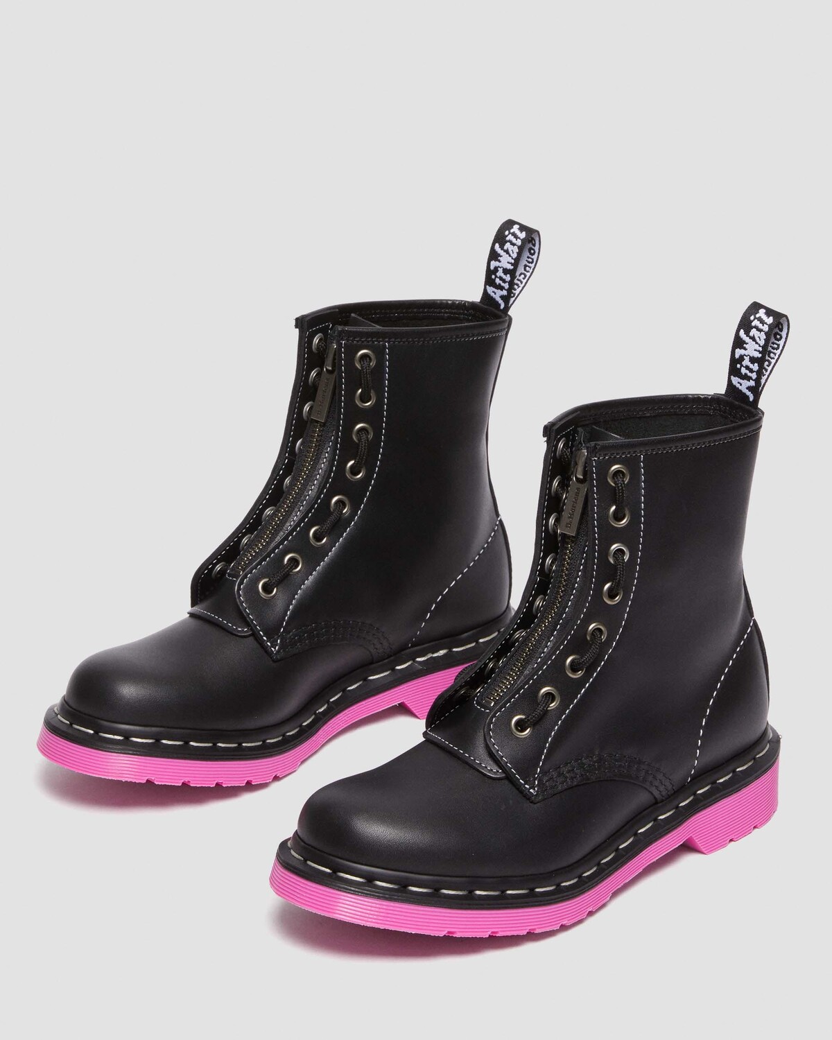 

Кожаные ботинки джунглей на молнии 1460 Wanama с розовой подошвой Dr. Martens