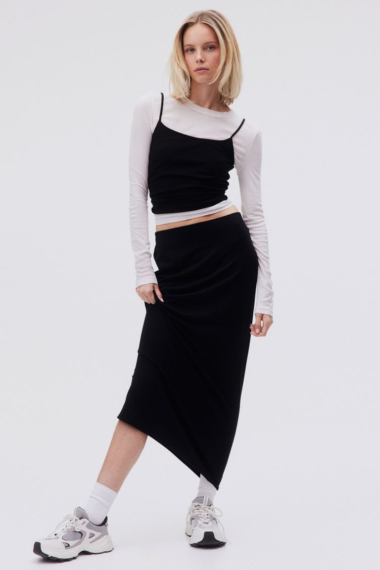 Юбка-Карандаш из джерси H&M, черный юбка из джерси с ластовицей h