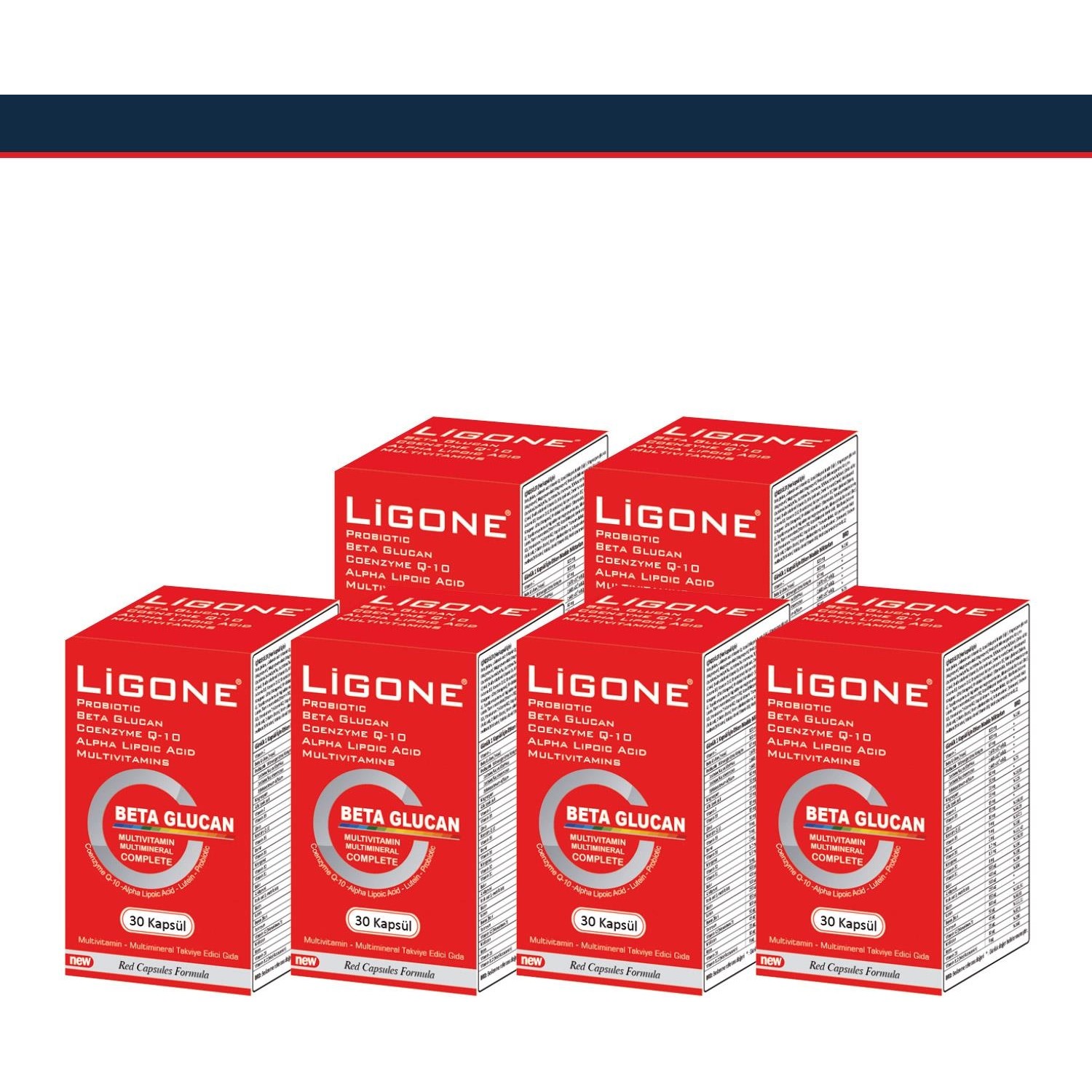 Пищевая добавка Newdrog Ligone Beta Glucan, 6 упаковок по 30 капсул пищевая добавка newdrog ligone beta glucan 30 капсул мультивитаминный сироп ligone kids 150 мл
