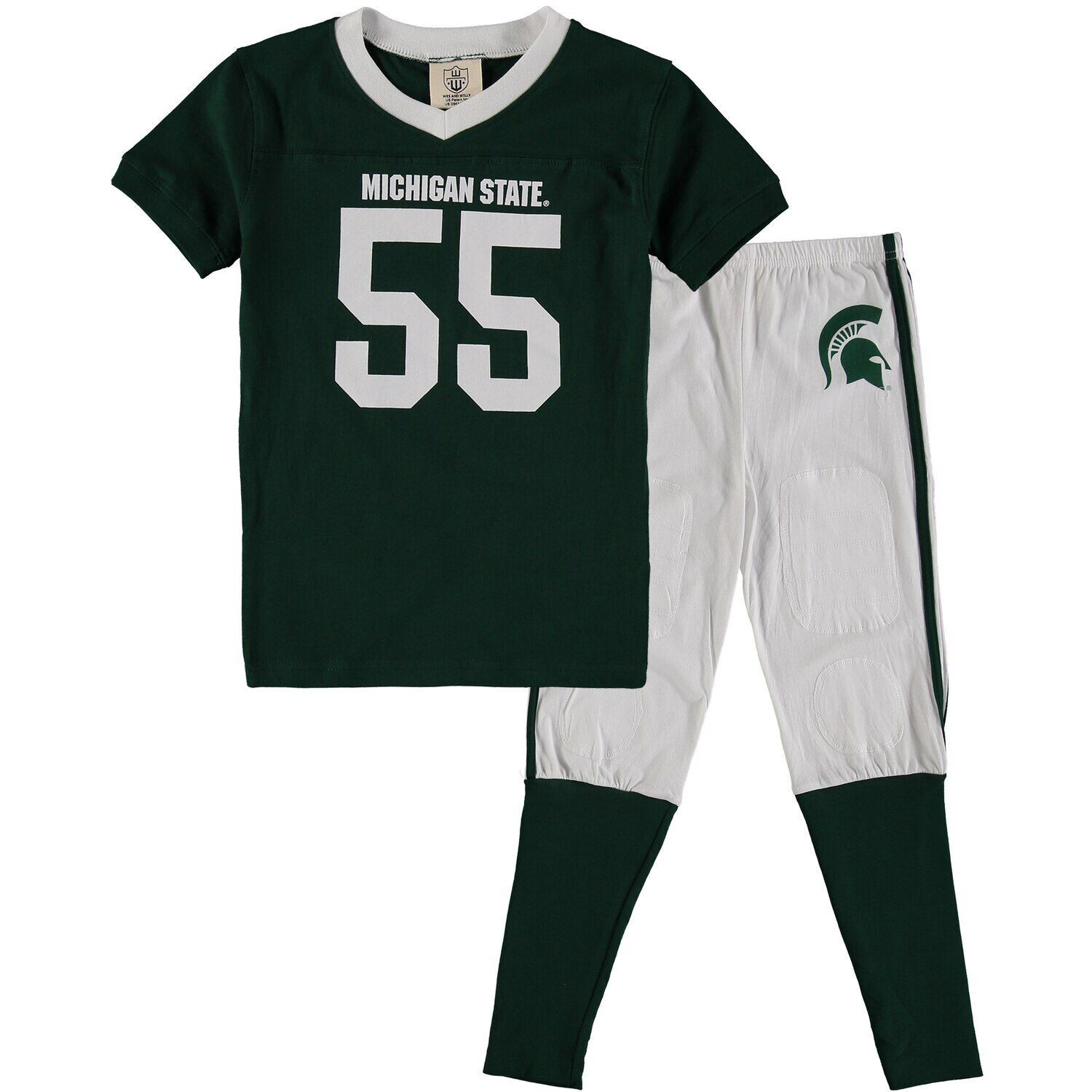 

Молодежный футбольный пижамный комплект Wes & Willy Green Michigan State Spartans Unbranded