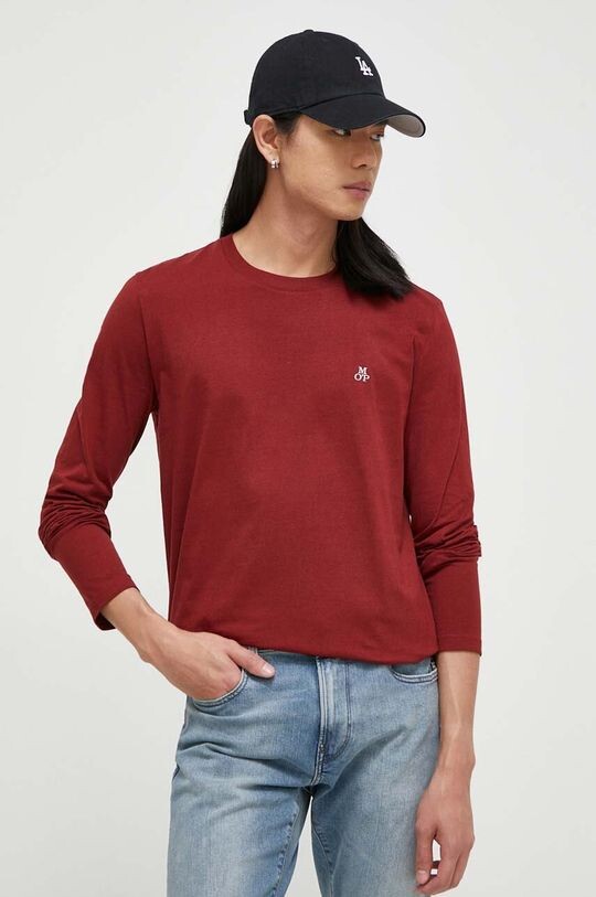 

Хлопковый топ с длинными рукавами Marc O'Polo, гранат