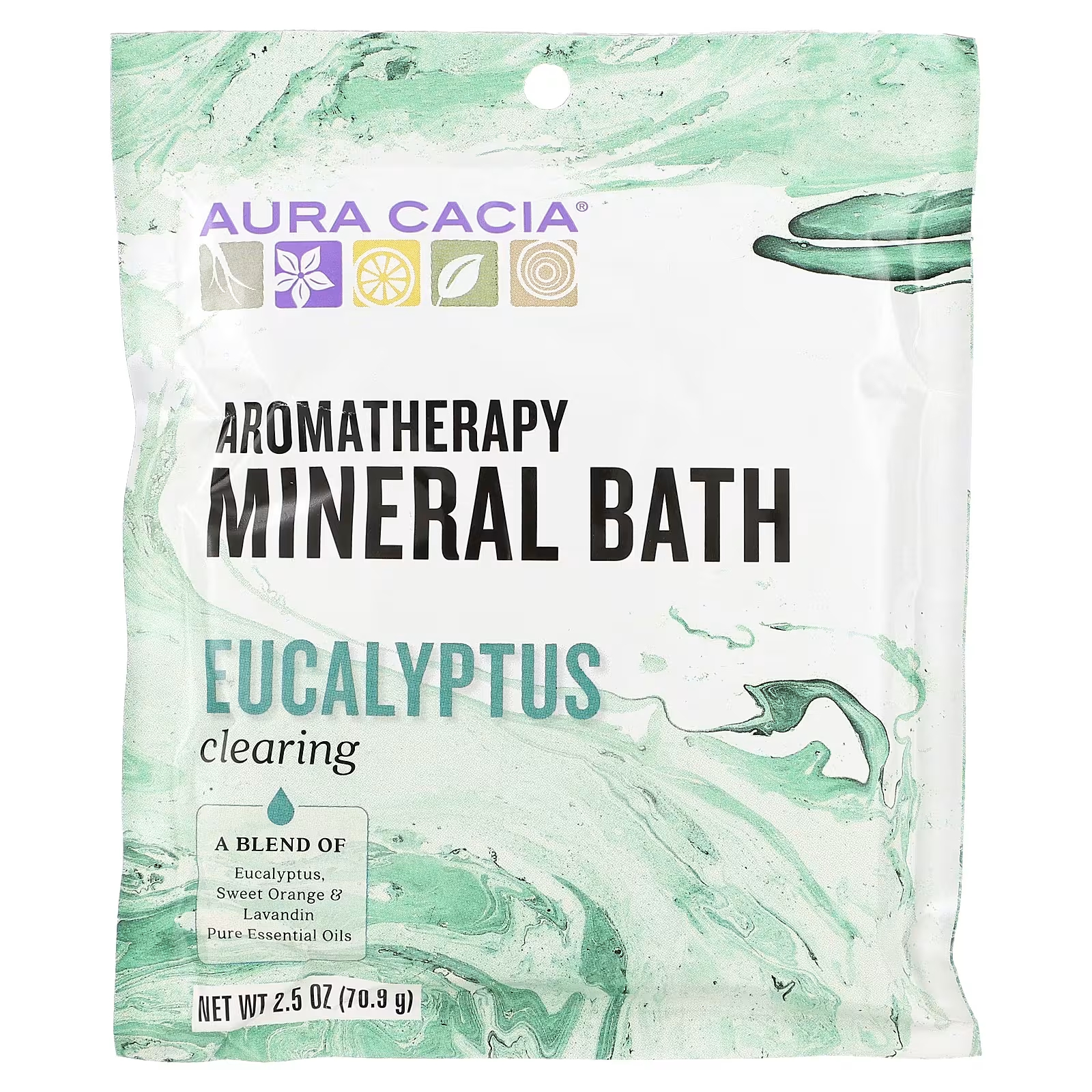 Ароматерапевтическая минеральная ванна Aura Cacia с очищающим эвкалиптом