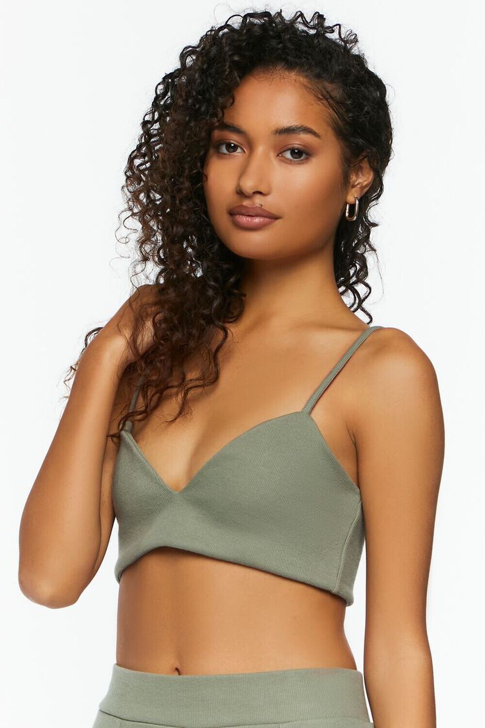 

Укороченная майка с V-образным вырезом Forever 21, зеленый