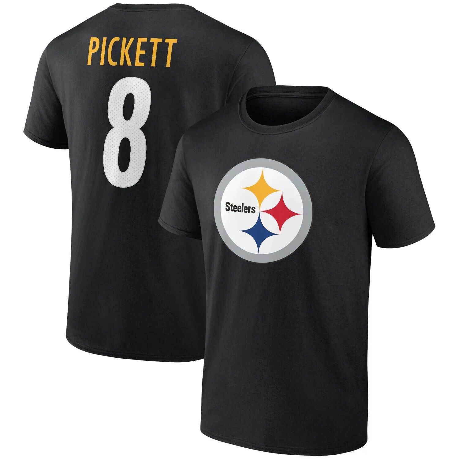 

Мужская черная футболка Fanatics с логотипом Kenny Pickett, игроком Pittsburgh Steelers, именем и номером, Черный