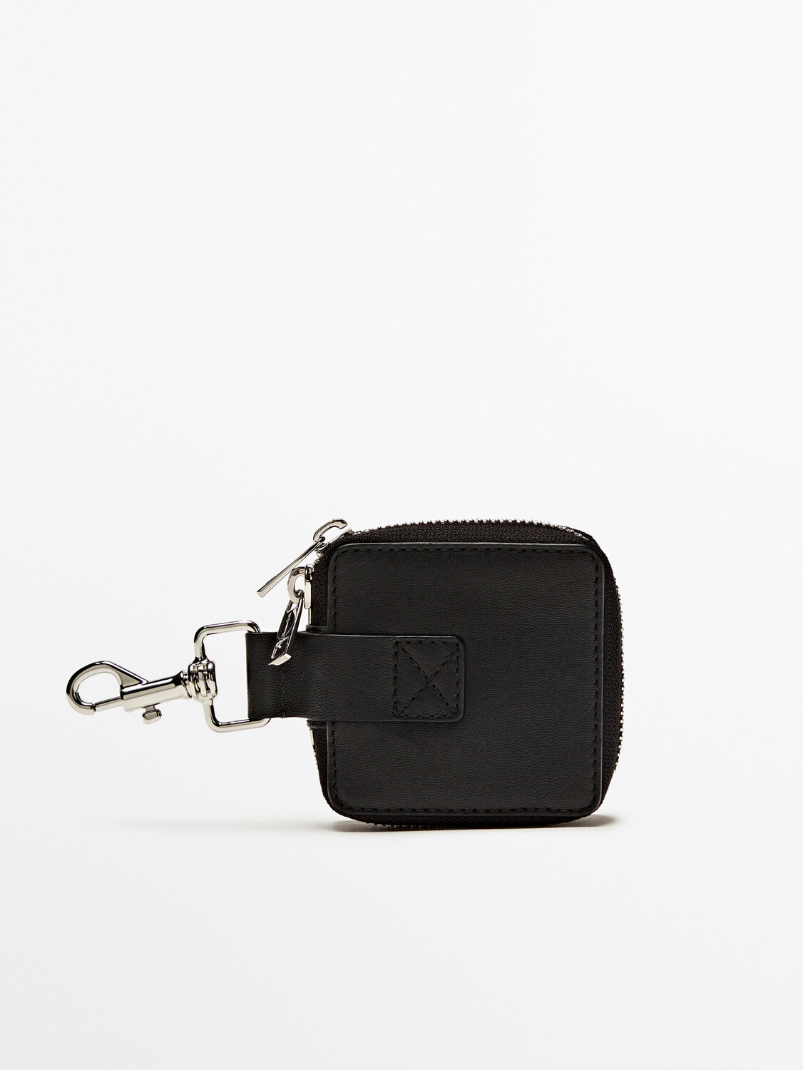 

Квадратный кожаный кошелек на молнии Massimo Dutti, черный