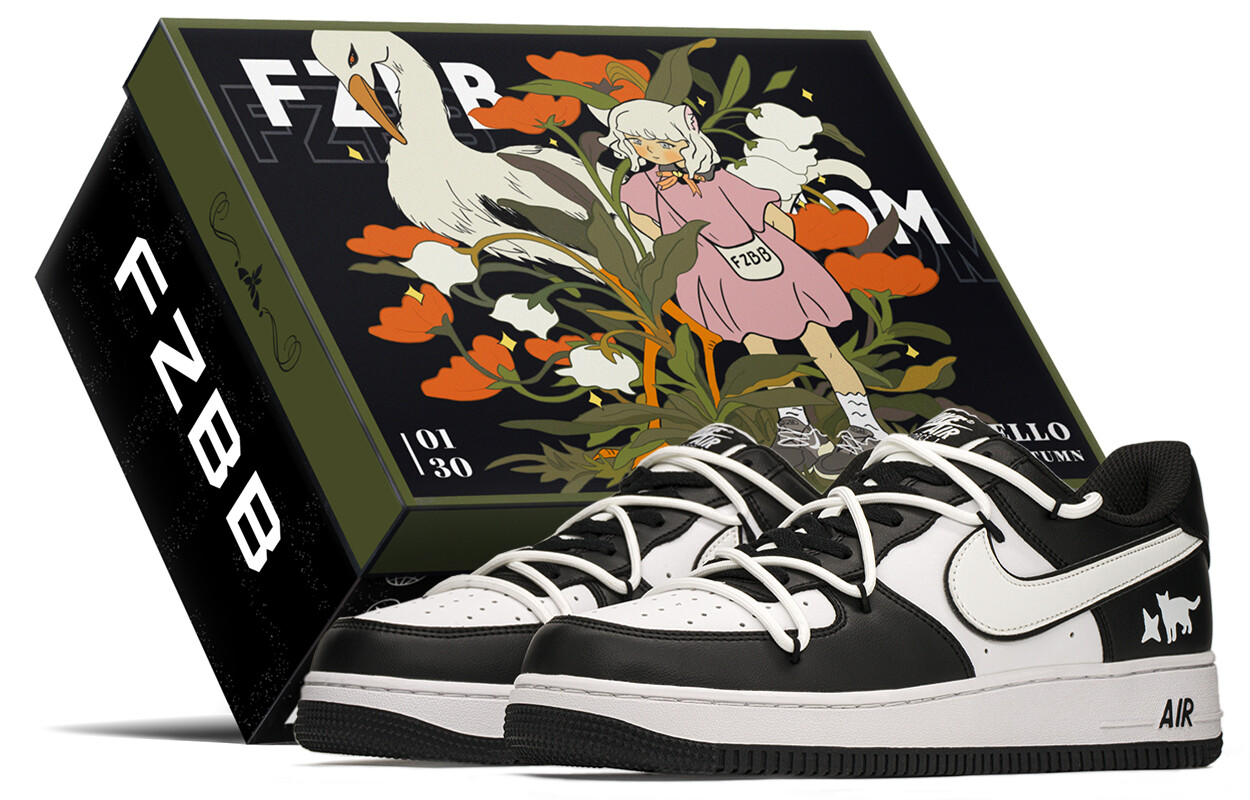 

Кроссовки Nike Air Force 1 Skateboard Shoes Unisex Low-Top Black White, черный/белый
