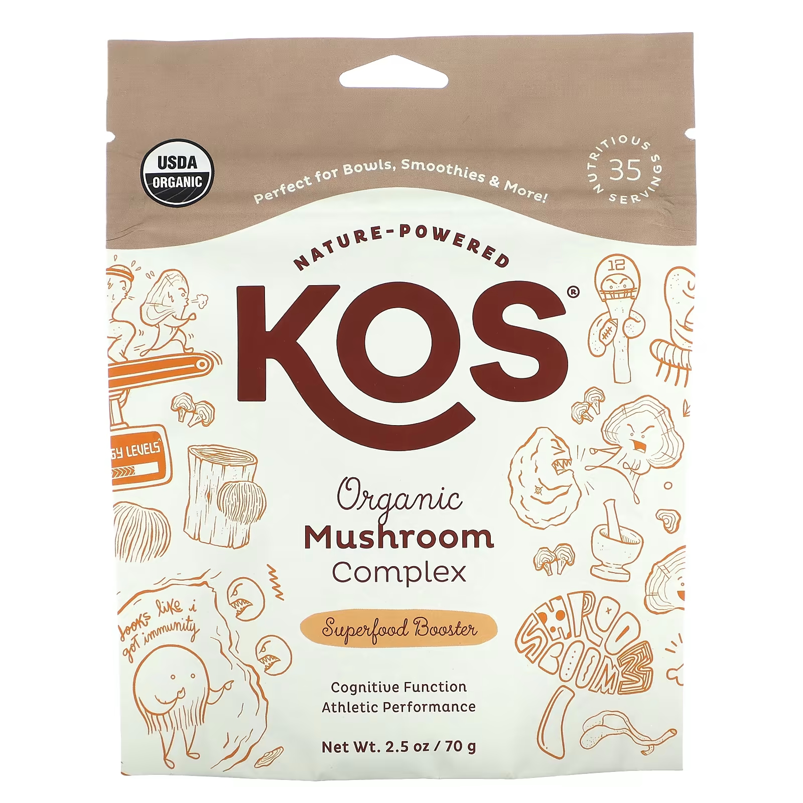 Органический грибной комплекс Kos Superfood Booster, 70 г грибы