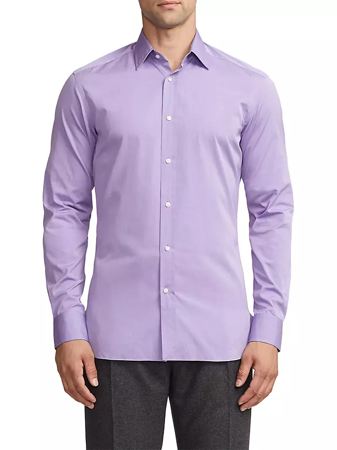 

Рубашка из поплина на пуговицах спереди Ralph Lauren Purple Label, цвет lavender lilac