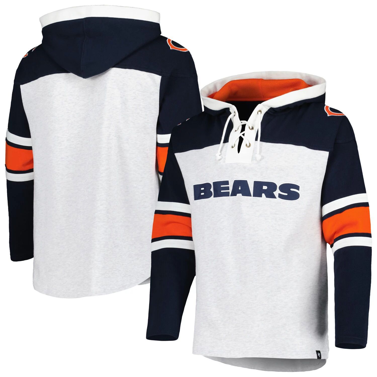 цена Мужская худи на шнуровке с капюшоном Chicago Bears Heather Grey Gridiron '47 Chicago Bears