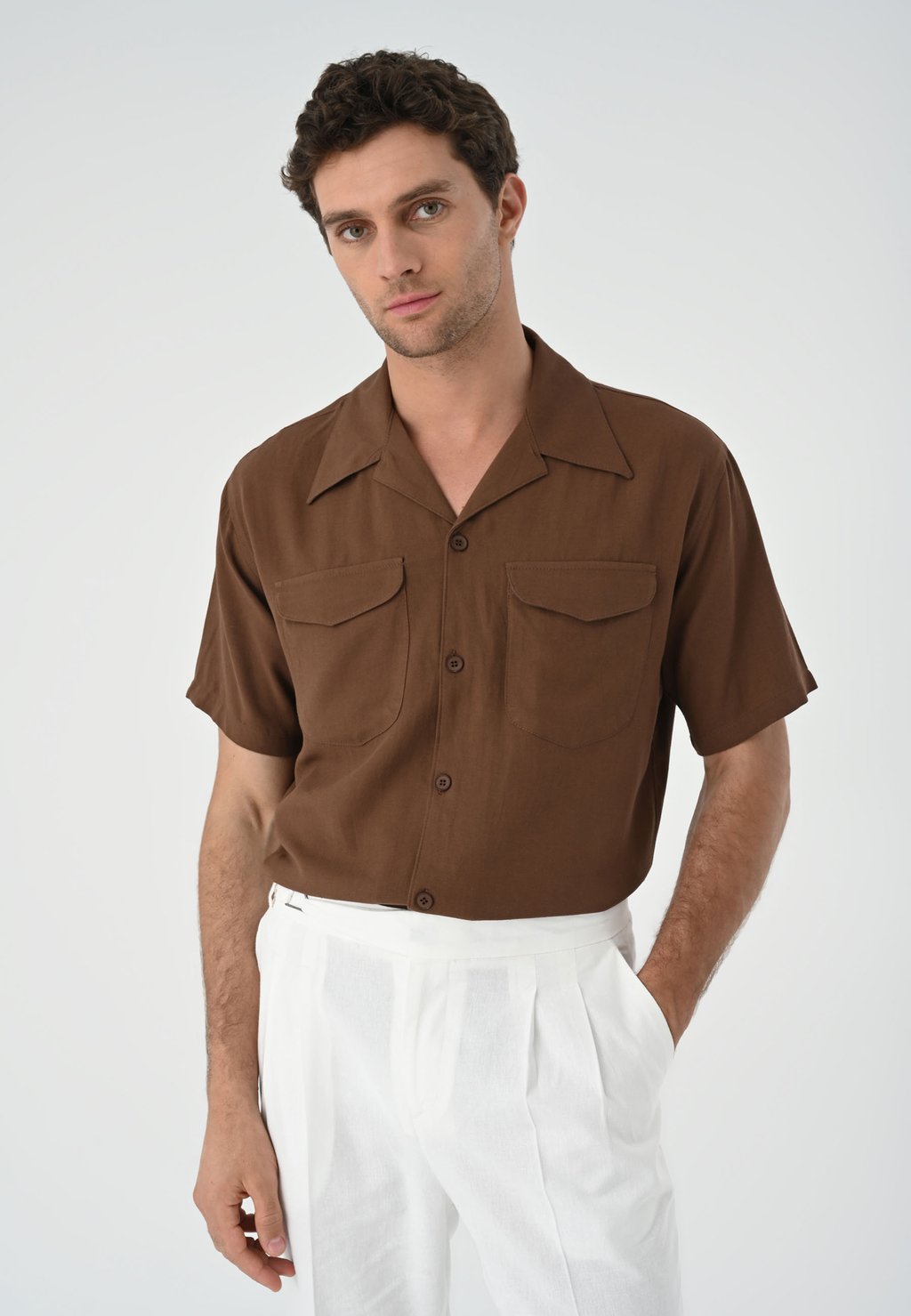 Рубашка LAPEL COLLAR SHORT SLEEVE Antioch, коричневый