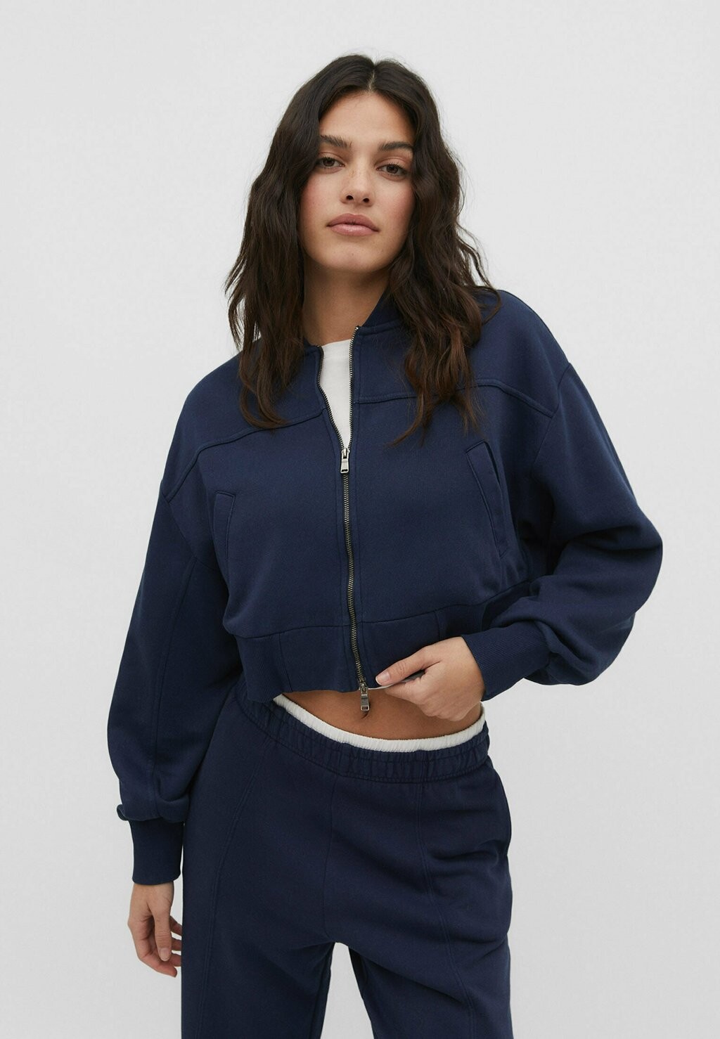 

Толстовка на молнии Faded Effect Stradivarius, цвет dark blue