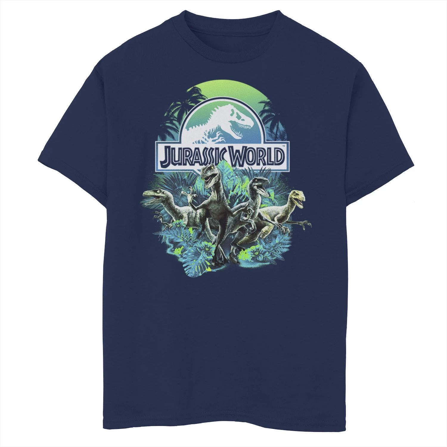 цена Синяя зеленая футболка с рисунком «Атака велоцираптора» для мальчиков 8–20 лет «Мир Юрского периода» Jurassic World