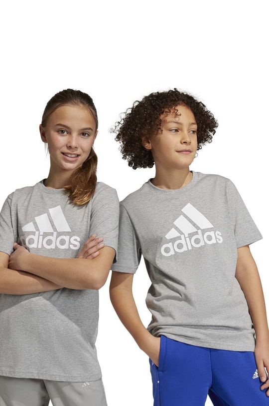 Детская хлопковая футболка adidas U BL, серый детская хлопковая футболка adidas lk bl co белый
