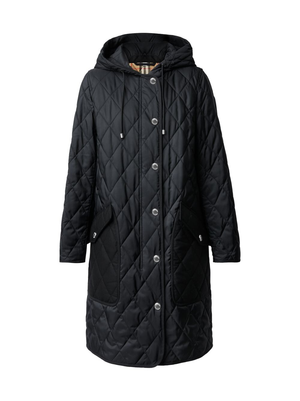 

Пальто Roxby из стеганой парусины с логотипом Burberry, черный